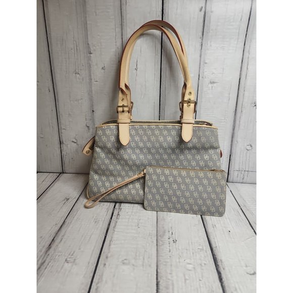 Dooney & Bourke Handbags - Dooney & Bourke Beige Coated Canvas/Leather Purse W/Matching Wallet